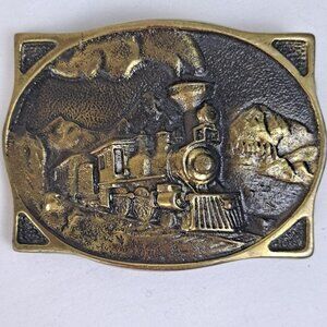1977 Heritage Mint Registered Collection Steam Train Belt Buckle Solid Brass